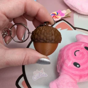 Acorn Fidget Clicker Keychain in action
