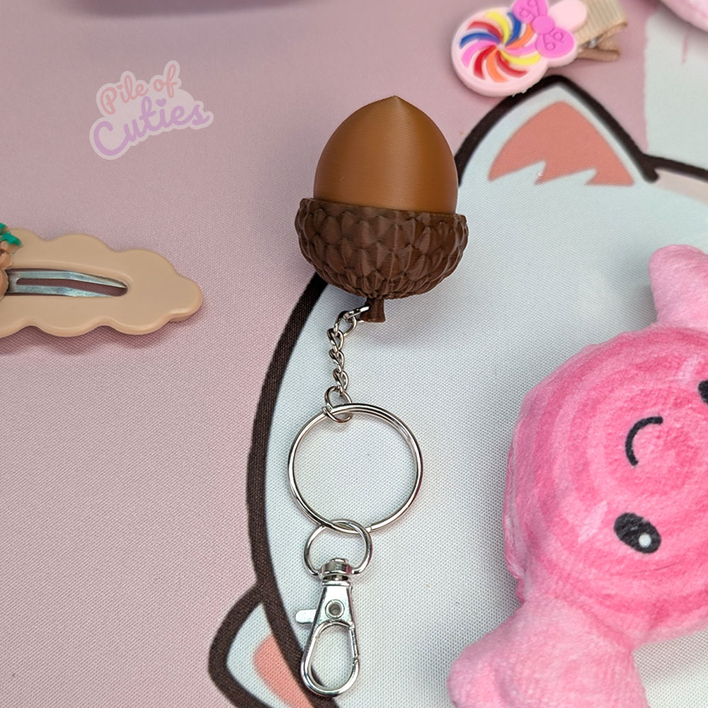 Acorn Fidget Clicker Keychain with carabiner