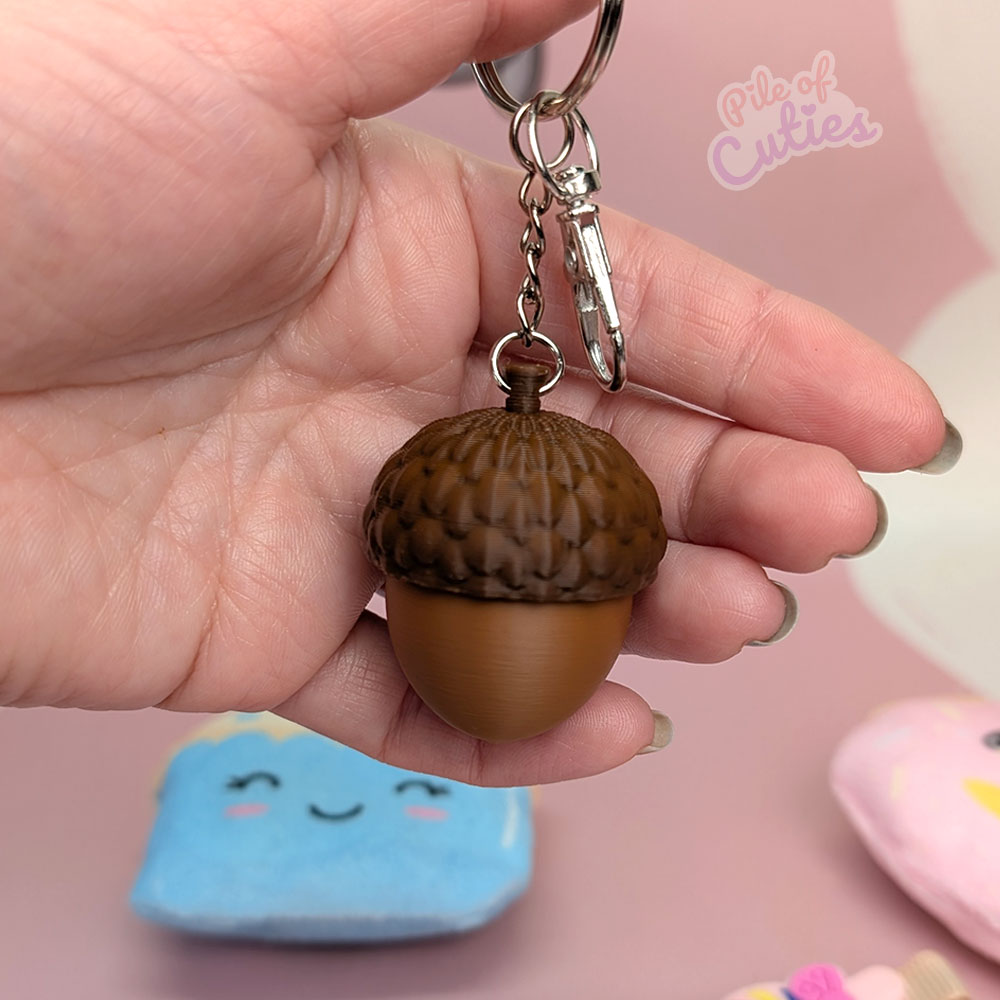 Acorn Fidget Clicker Keychain close up view
