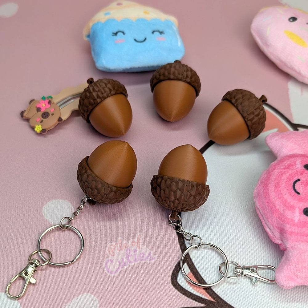 Acorn Fidget Clicker Keychain bundle view