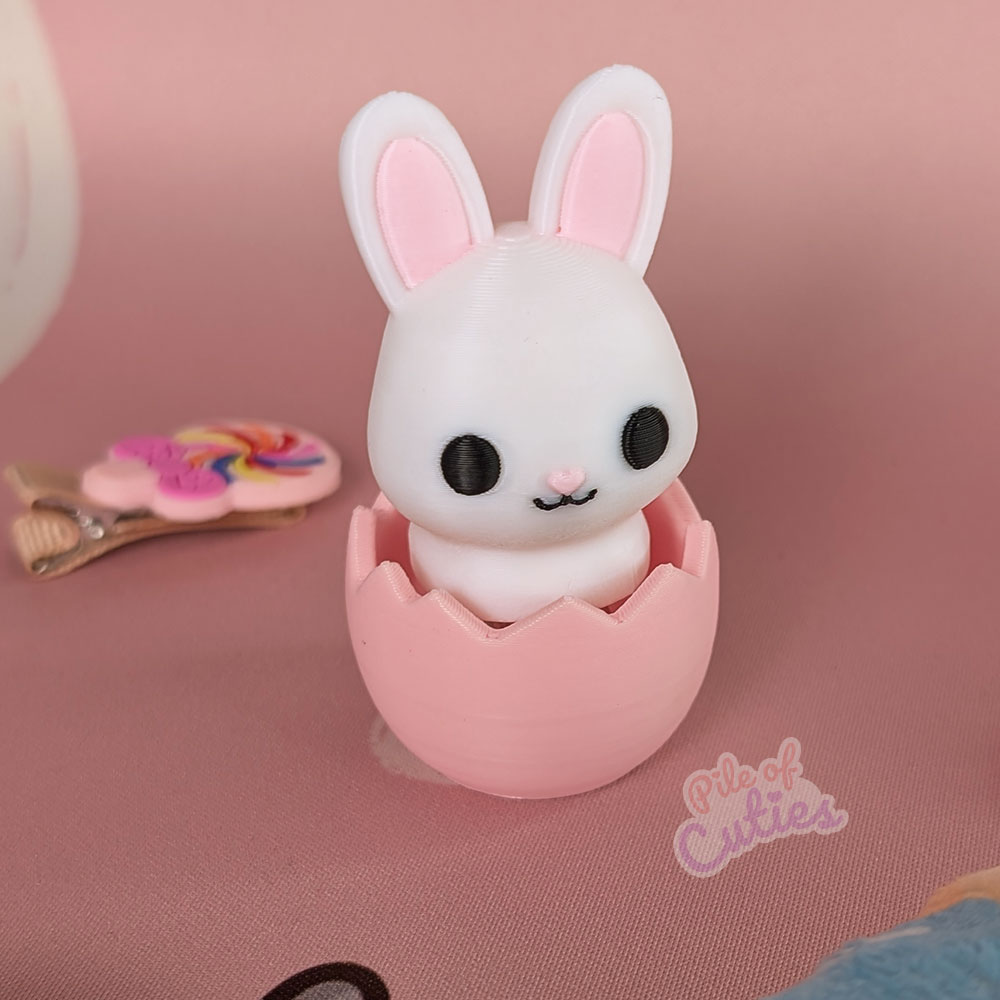 bunny in light rose shell fidget clicker