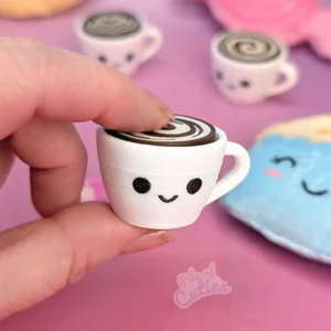 Kawaii coffee cup fidget clicker keychain