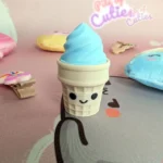 Kawaii ice cream clicker keychain pastel blue fidget toy keychain
